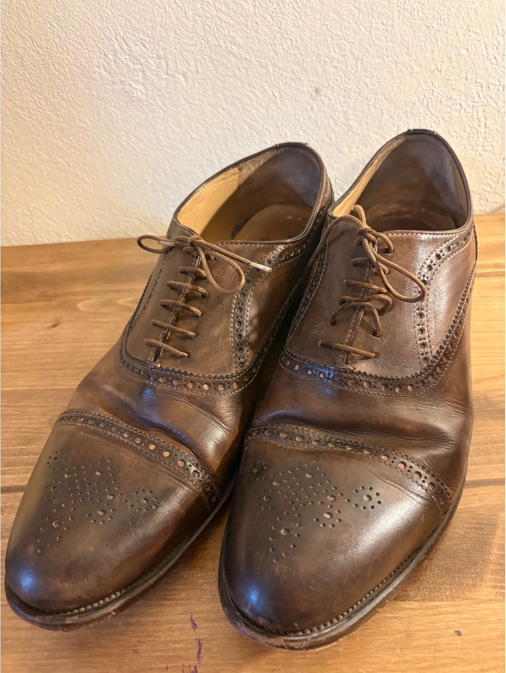 Francesco Benigno Italy Men's 11 Leather Cap Toe Brogue Oxford Dress Shoes